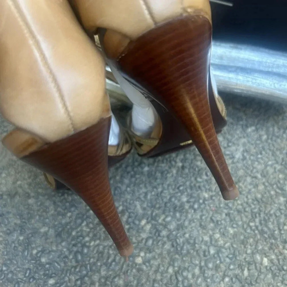 Cole Haan Gold Leather Verona Strappy High Heel Sandals Size 9.5 - Picture 5 of 10